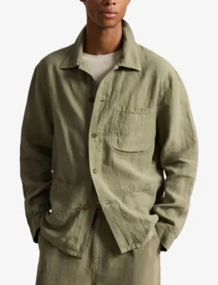 POLO RALPH LAUREN Patch-Pocket Linen Overshirt in SAGE GREEN, additional product view 3
