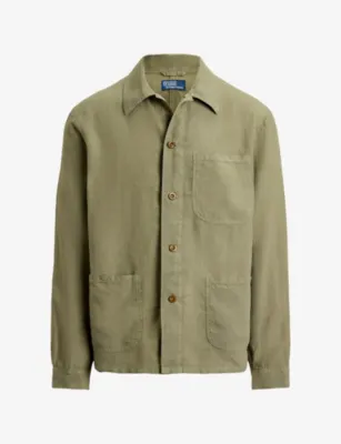 POLO RALPH LAUREN Patch-Pocket Linen Overshirt in SAGE GREEN – Mens | Coats & jackets | Lightweight