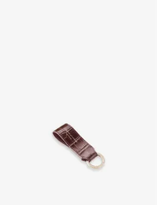 ASPINAL OF LONDON Croc-embossed leather loop keyring detail 2