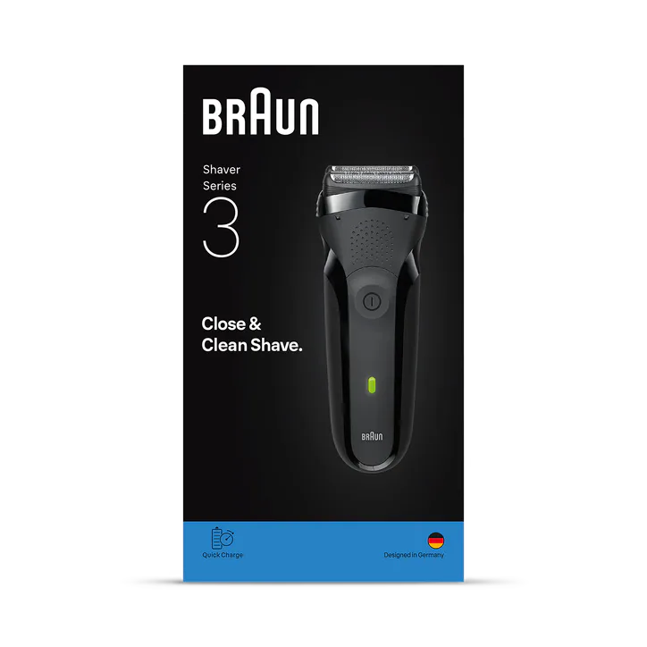BRAUN Series 3 Electric Shaver, Dry, 300S, Grey