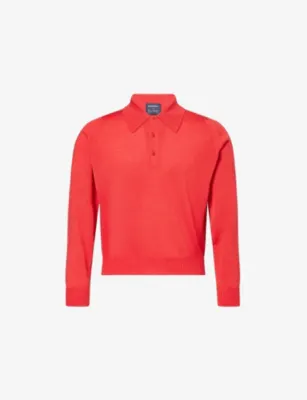 JOHN SMEDLEY x Bill Nighy Cashmere and Silk-Blend Polo T-Shirt - Royal Navy/ryn