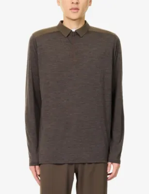 VEILANCE Contrast Frame Polo Wool-Blend Top detail 3