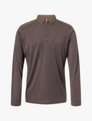 VEILANCE Contrast Frame Polo Wool-Blend Top