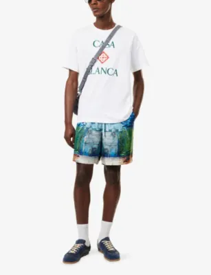 CASABLANCA Trompe L'oeil Silk Shorts detail 2