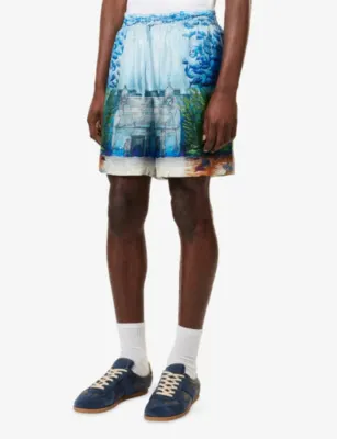 CASABLANCA Trompe L'oeil Silk Shorts detail 3