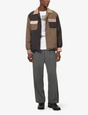 VISVIM Keesey Colour-Block Down Linen and Wool-Blend Jacket in GREY, additional product view 2