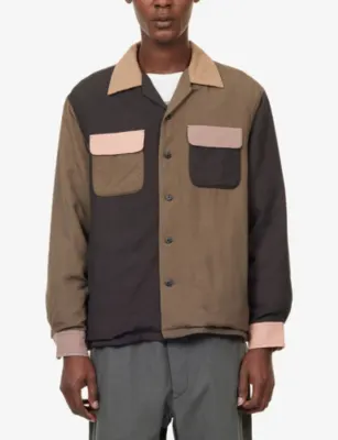 VISVIM Keesey Colour-Block Down Linen and Wool-Blend Jacket in GREY, additional product view 3