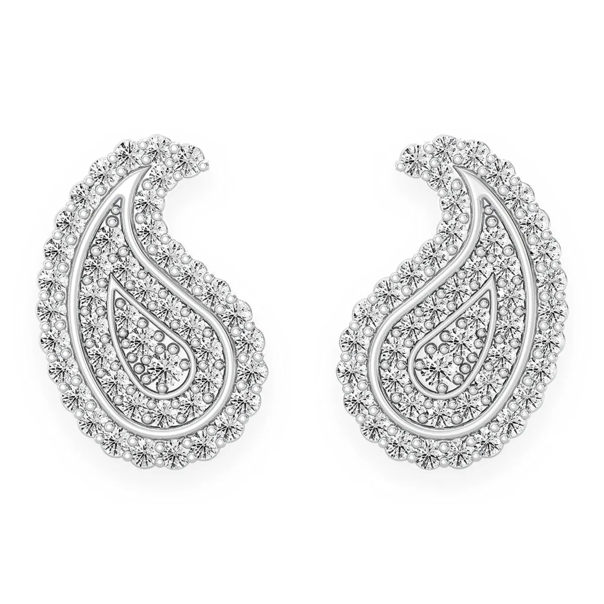 For Him Paisley Diamond Stud Earrings in White Gold / Natural Diamond – Earring