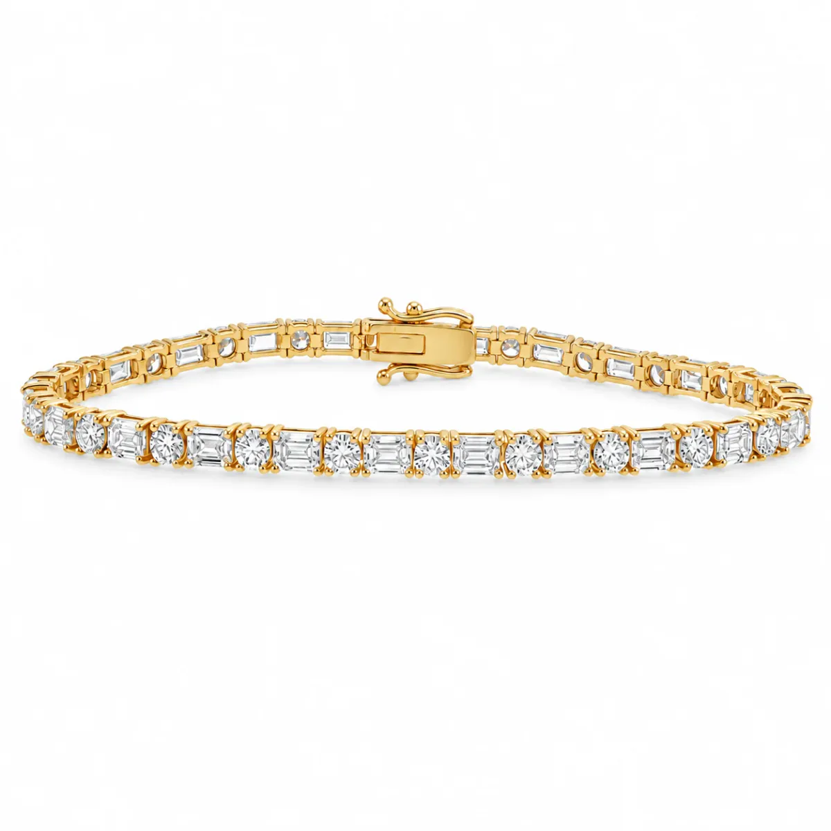 AHMED - MOON JEWELRY Alternating Emerald & Round Diamond Tennis Bracelet 71820 in Rose Gold – Bracelet