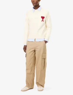 AMI PARIS Baggy-Fit Cotton-Canvas Cargo Trousers detail 2