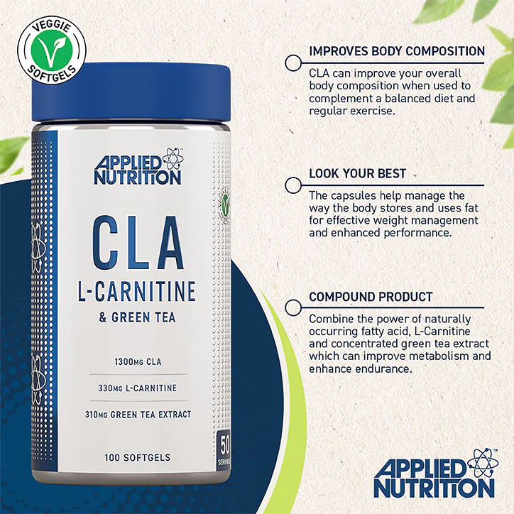 Applied Nutrition CLA L-Carnitine & Green Tea 100 Capsules detail 2