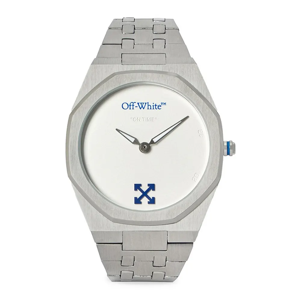 Off White On Time Watch in Blue/Silver – Accessories