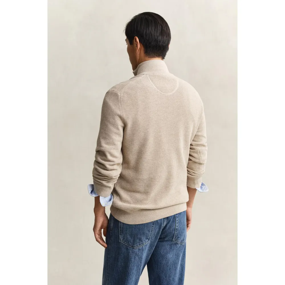 Gant Men's Crew Neck Jumper in Oat Melange 198, additional product view 2