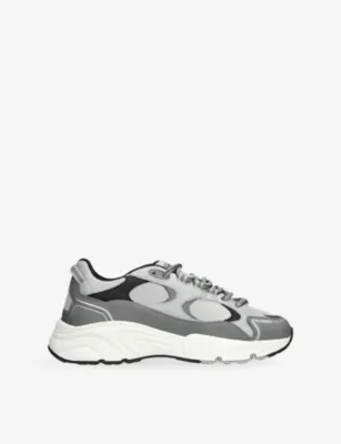 CLEENS Pulse Runner Leather And Mesh Trainers - EUR 42 / 8 UK MEN in GREY/P.CMB – Mens | Trainers | Lace up trainers