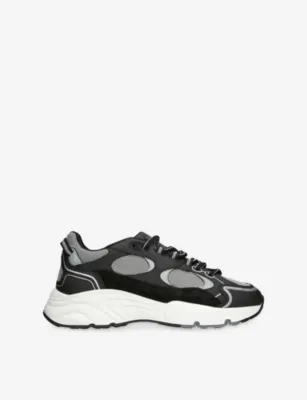 CLEENS Pulse Runner Leather And Mesh Trainers - EUR 42 / 8 UK MEN in BLK/WHITE – Mens | Trainers | Lace up trainers