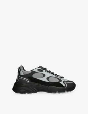 CLEENS Pulse Runner Leather And Mesh Trainers - EUR 42 / 8 UK MEN in BLK/GREY – Mens | Trainers | Lace up trainers