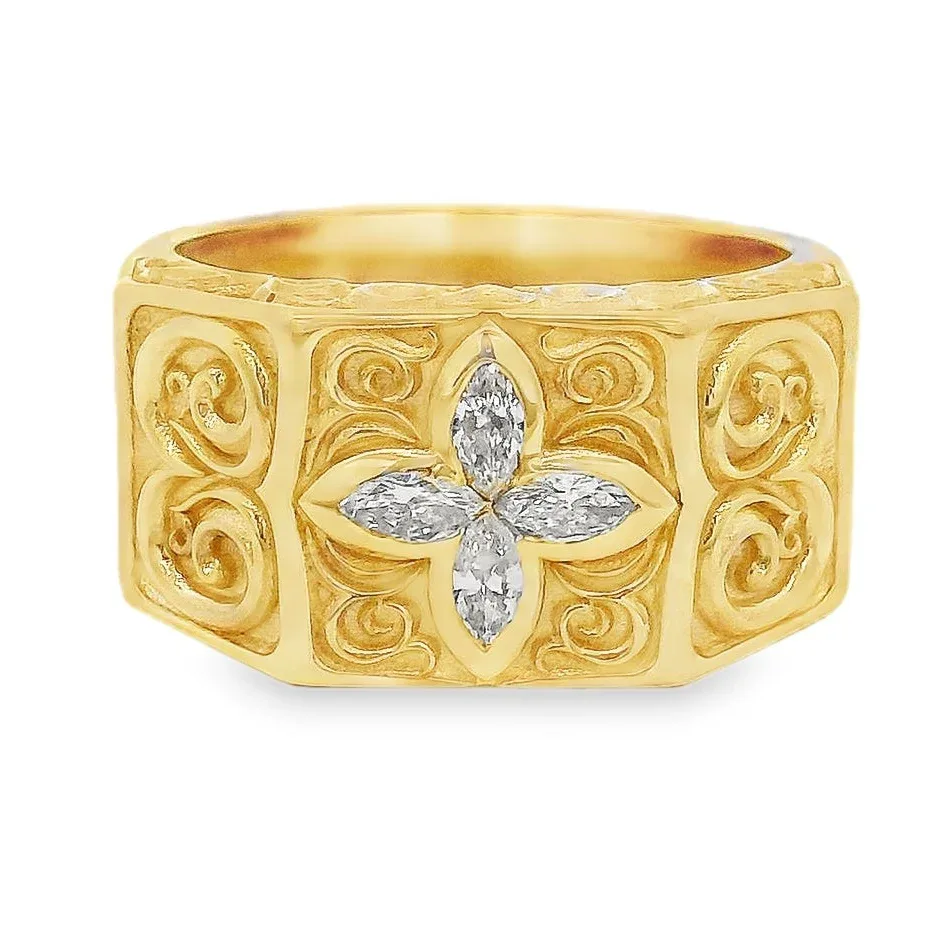RINA - For Him CUSTOM Flower Filigree Style Design Ring 71009 in Rose / 8 – Ring