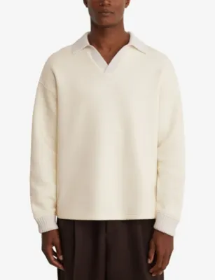 REISS Beaton Open-Collar Cotton-Blend Sweatshirt detail 3