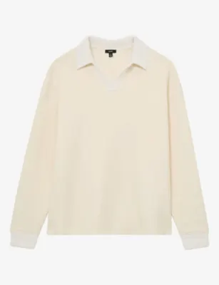 REISS Beaton Open-Collar Cotton-Blend Sweatshirt
