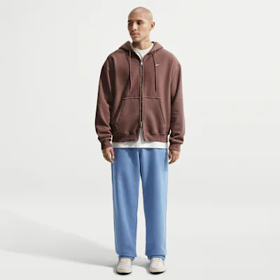 Nike Solo Swoosh Men's Fleece Open-Hem Trousers - Work Blue/White