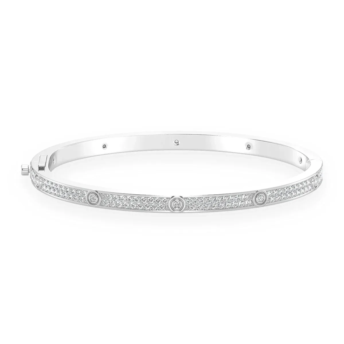 For Him Thin Signature Eternity Diamond Bangle in White Gold / Medium / Natural Diamond – Bracelet