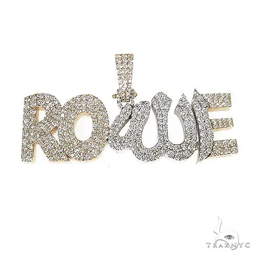 RINA - For Him CUSTOM Custom Made Diamond Allah Symbol 'ROWE' Name Pendant 67213 in Rose Gold – Pendant