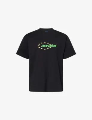 AWAKE NY Stars Logo-Print Cotton T-Shirt - BLACK