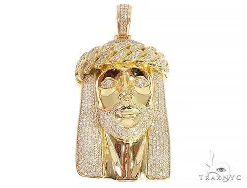 RINA - For Him FACTORY 18k Yellow Gold Solid Diamond Jesus Pendant 65101 in Rose Gold – Pendant
