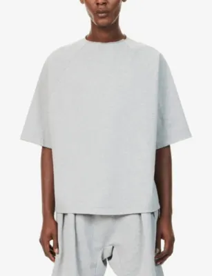 SEVENTH Boxy-Fit Dropped-Shoulder Cotton T-Shirt in CLOUD, additional product view 3