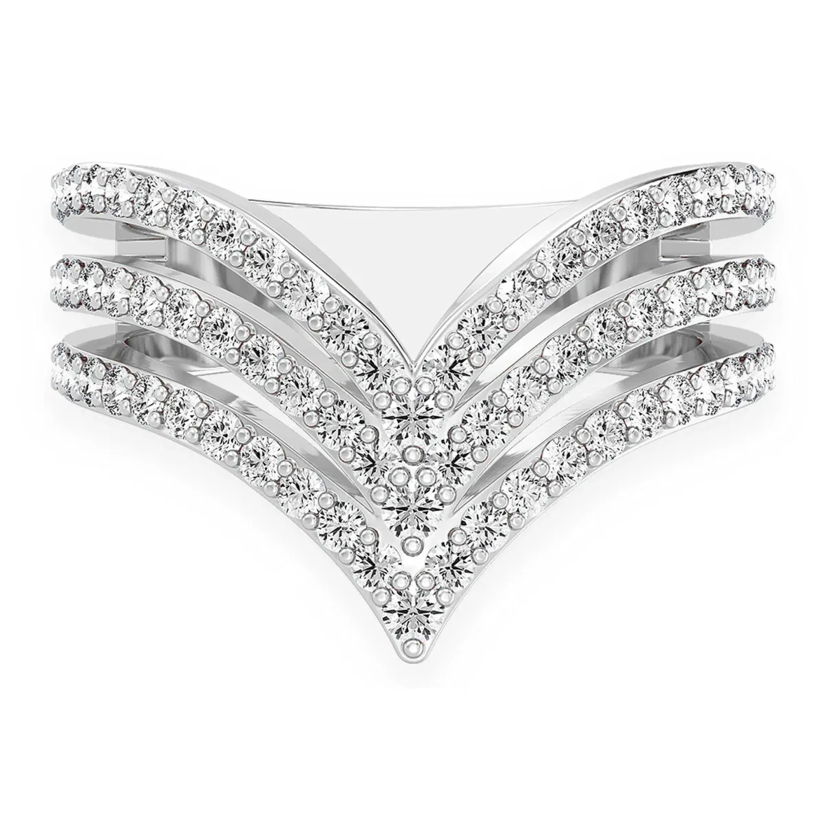 For Him Triple Pointed V-Shaped Ring in White Gold / Natural Diamond – Ring