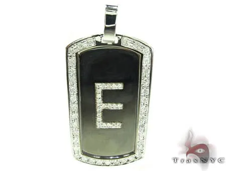 RINA - For Him CUSTOM E Initial Dog Tag Pendant 18912 in Rose Gold – Pendant