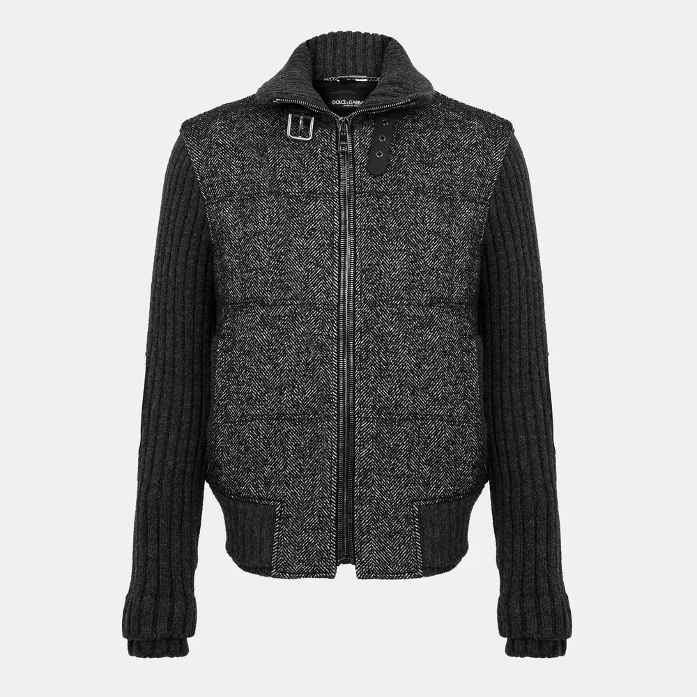 Dolce and Gabbana Men's & Silver-Tone Hardware Structured Quilted Jacket