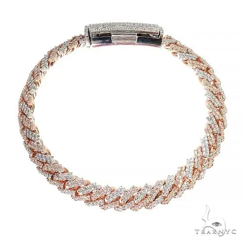 AHMED - MOON JEWELRY 2 Tone Prong Set Diamond Cuban Bracelet 66926 – Bracelet