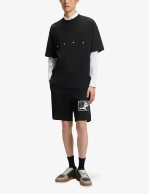 HUGO Brand-Patch Relaxed-Fit Cotton Shorts detail 2