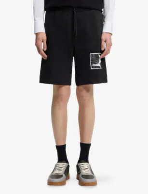HUGO Brand-Patch Relaxed-Fit Cotton Shorts detail 3