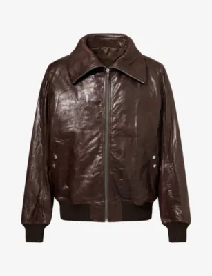 RICK OWENS High-Neck Leather Bomber Jacket