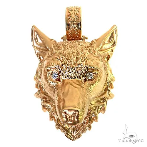 RINA - For Him FACTORY Custom Made Gold Wolf Head Pendant 68804 in Rose Gold – Pendant
