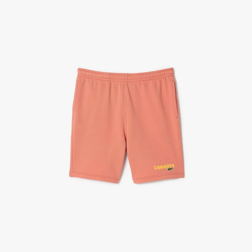Lacoste Washed Effect Printed Fleece Shorts