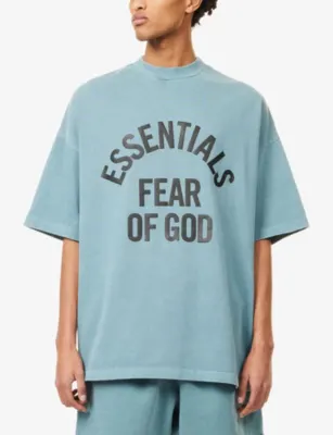 FEAR OF GOD ESSENTIALS Campus '90s Brand-Print Cotton-Jersey T-Shirt detail 3