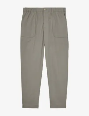 REISS Snap Cotton-Blend Tapered Trousers