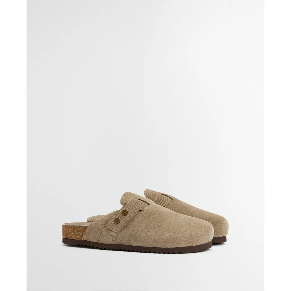 Barbour Mens Bowman Suede Mules in BE14 Taupe, additional product view 2