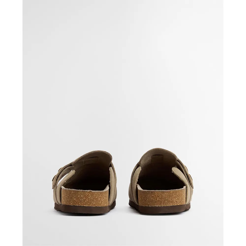 Barbour Mens Bowman Suede Mules in BE14 Taupe, additional product view 3