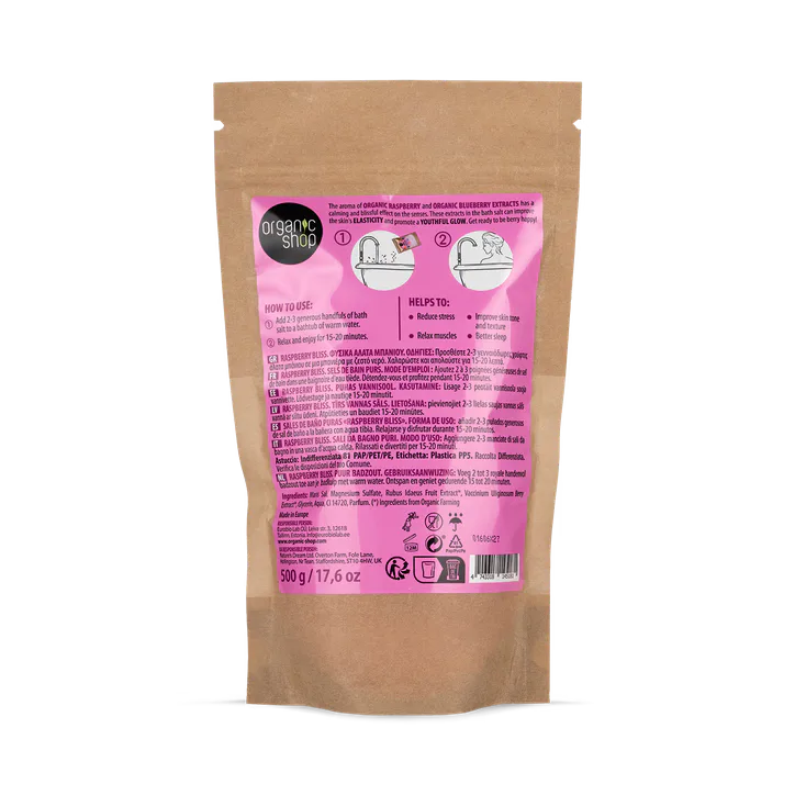 Organic Shop Raspberry Bliss Soothing & Softening Pure Bath Salt 500g detail 2