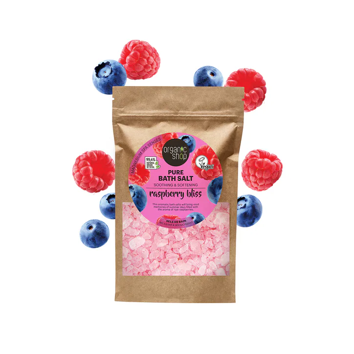 Organic Shop Raspberry Bliss Soothing & Softening Pure Bath Salt 500g detail 3