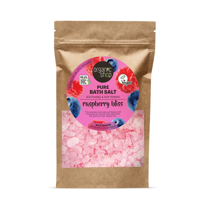 Organic Shop Raspberry Bliss Soothing & Softening Pure Bath Salt 500g