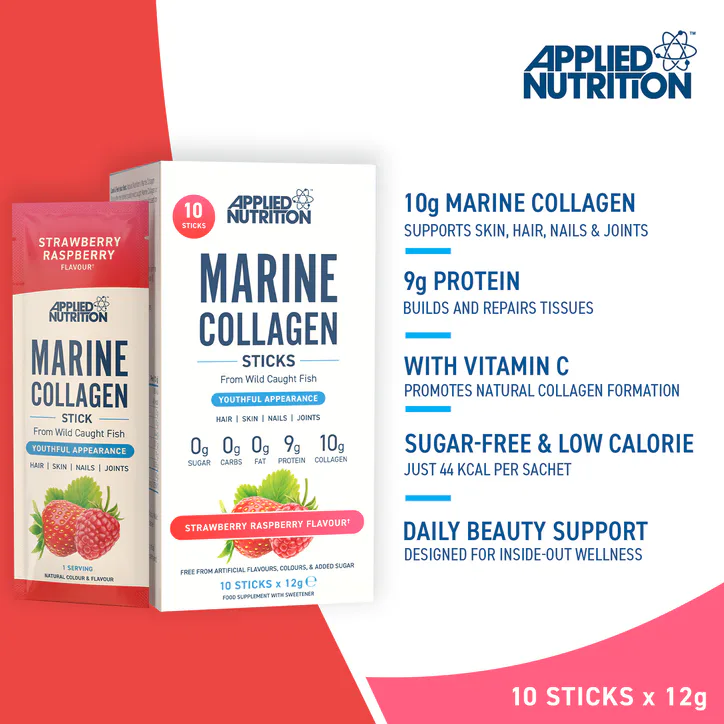 Applied Nutrition Marine Collagen Strawberry Raspberry 10 Sachets, additional product view 2