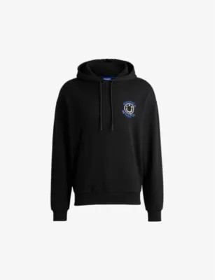 HUGO Graphic-print relaxed-fit cotton-jersey hoody