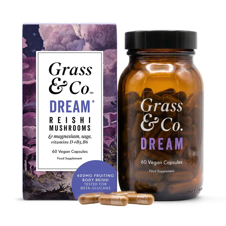 Grass & Co. DREAM Reishi Mushrooms with Magnesium + Sage, 60 Vegan Capsules