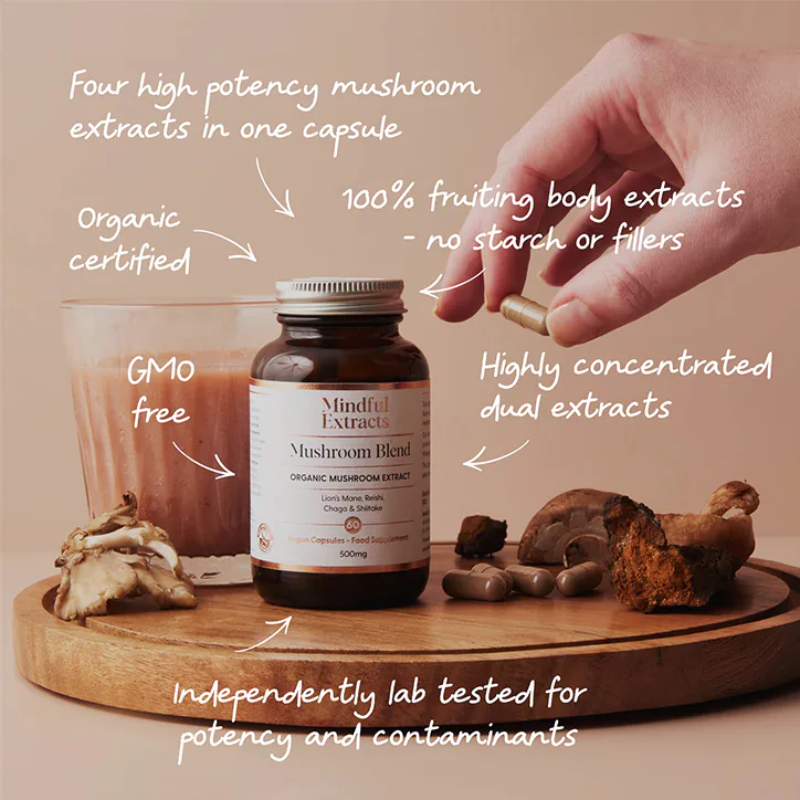 Mindful Extracts Organic Mushroom Blend 60 Vegan Capsules, additional product view 2