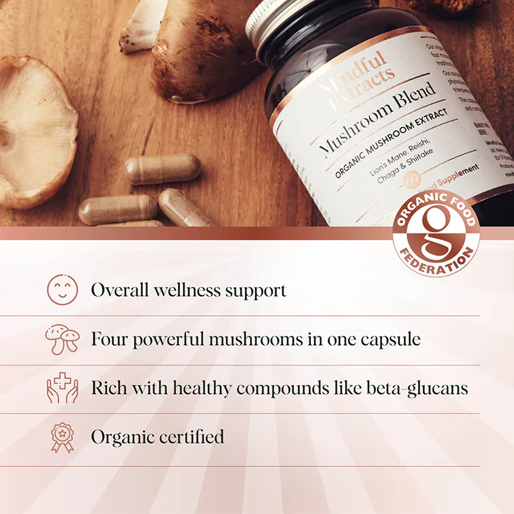 Mindful Extracts Organic Mushroom Blend 60 Vegan Capsules, additional product view 3
